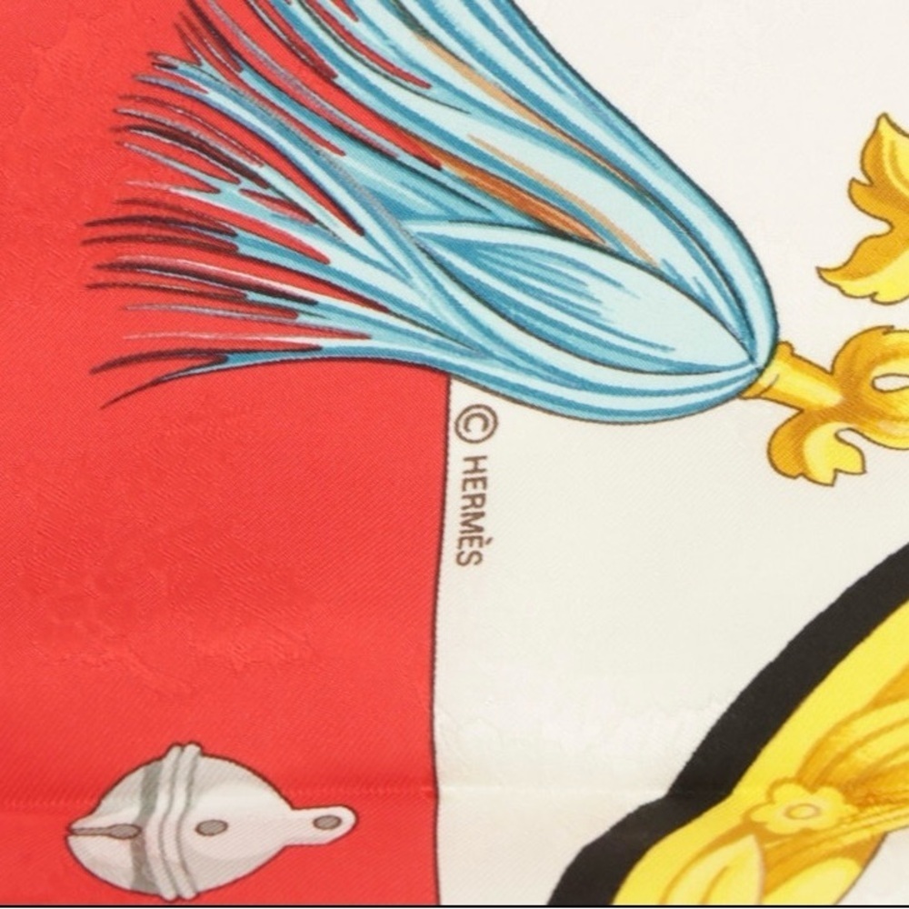Hermes Plumes et Grelots J. Abadie Vintage Silk Carre 90 Scarf with Box - Picture 4 of 8